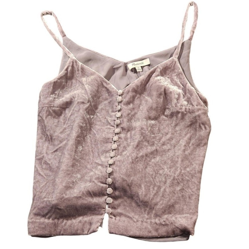 Madewell Tank Top Womens 00 Purple Velvet Button Front Cami Lined Party Holiday